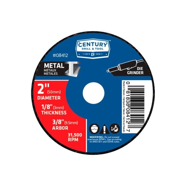 Century Drill & Tool Century Drill 0 Cutting Wheel 3Pak 2" x 1/8" Aluminum Oxide 8412 - main